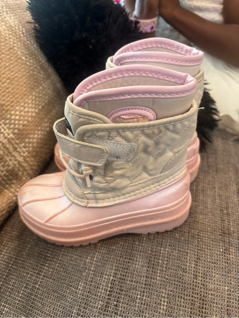Sperry Kids Pink and Cream Waterproof Duck Boots